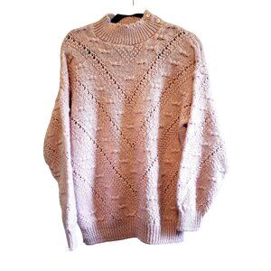 Vintage Garland Pink Knit Sweater With Mock Neck & Button Detail Retro Y2K